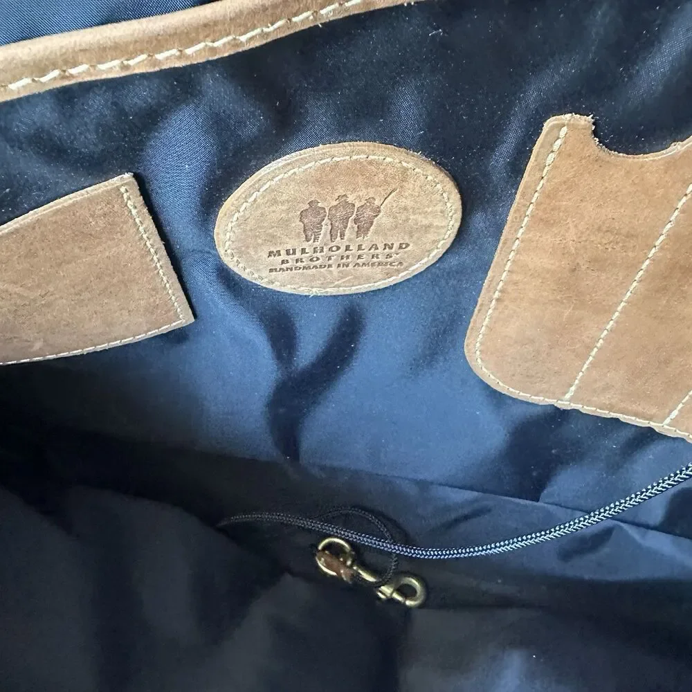 Vintage Mulholland Brothers Anglers Heritage Bag Leather Briefcase Tan Lariat